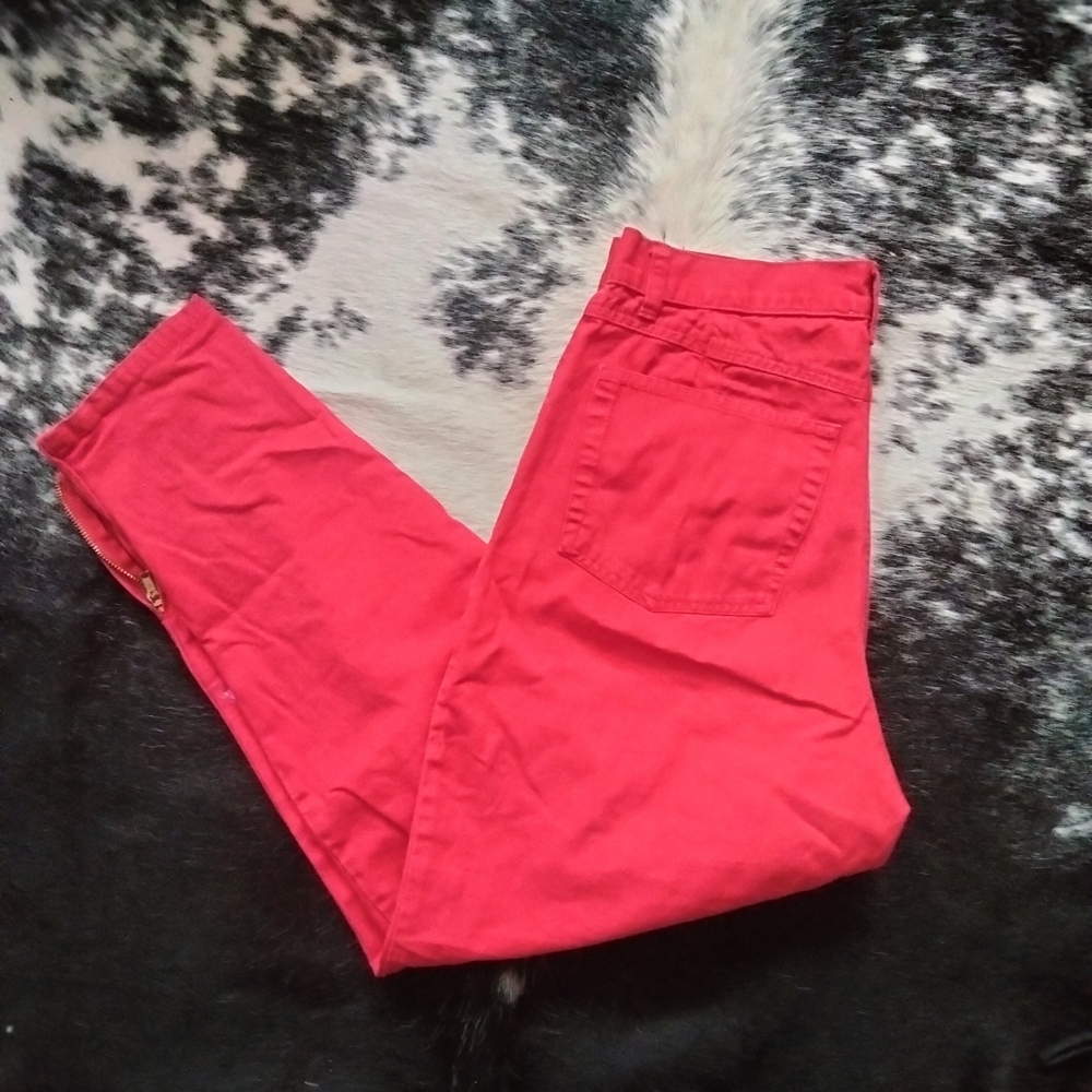 Vibrant Red High-Waisted Design Pants